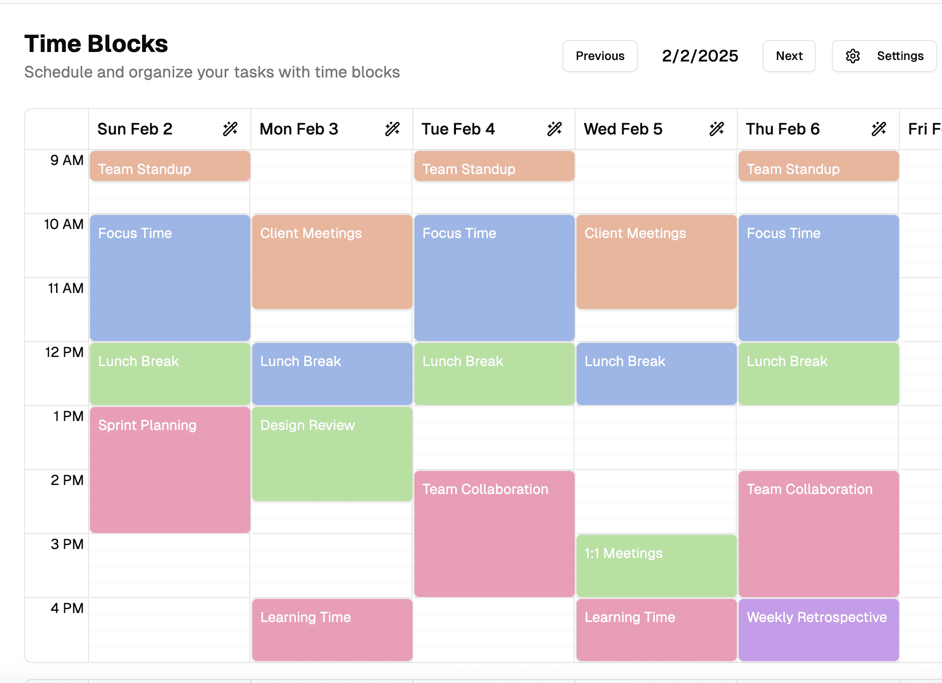 Task Manager Time Block Preview